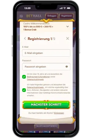 BetHall Casino Registrierung